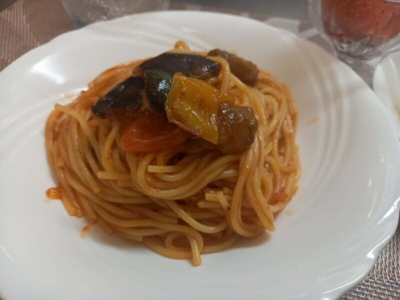簡単セブンの冷凍グリル野菜でスパゲティ